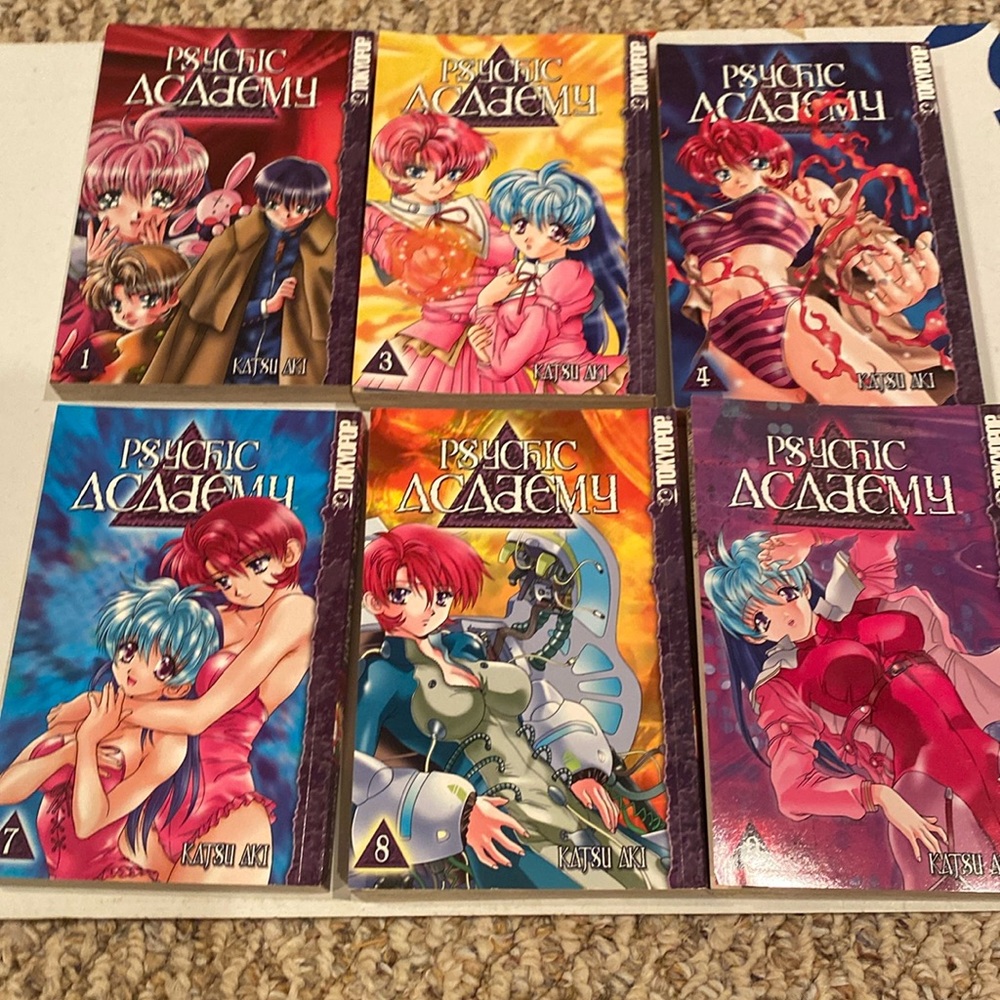 Psychic Academy Manga, volumes 1,3,4,7,8,9